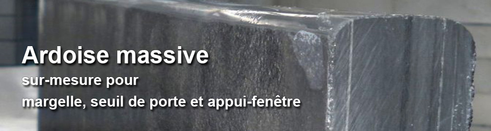 Les Ardoisiers : margelle en ardoise en cours de fabrication. Les Ardoisiers : margelle en ardoise en cours de fabrication